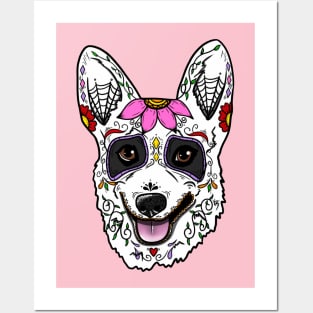 Corgi sugar skull Posters and Art